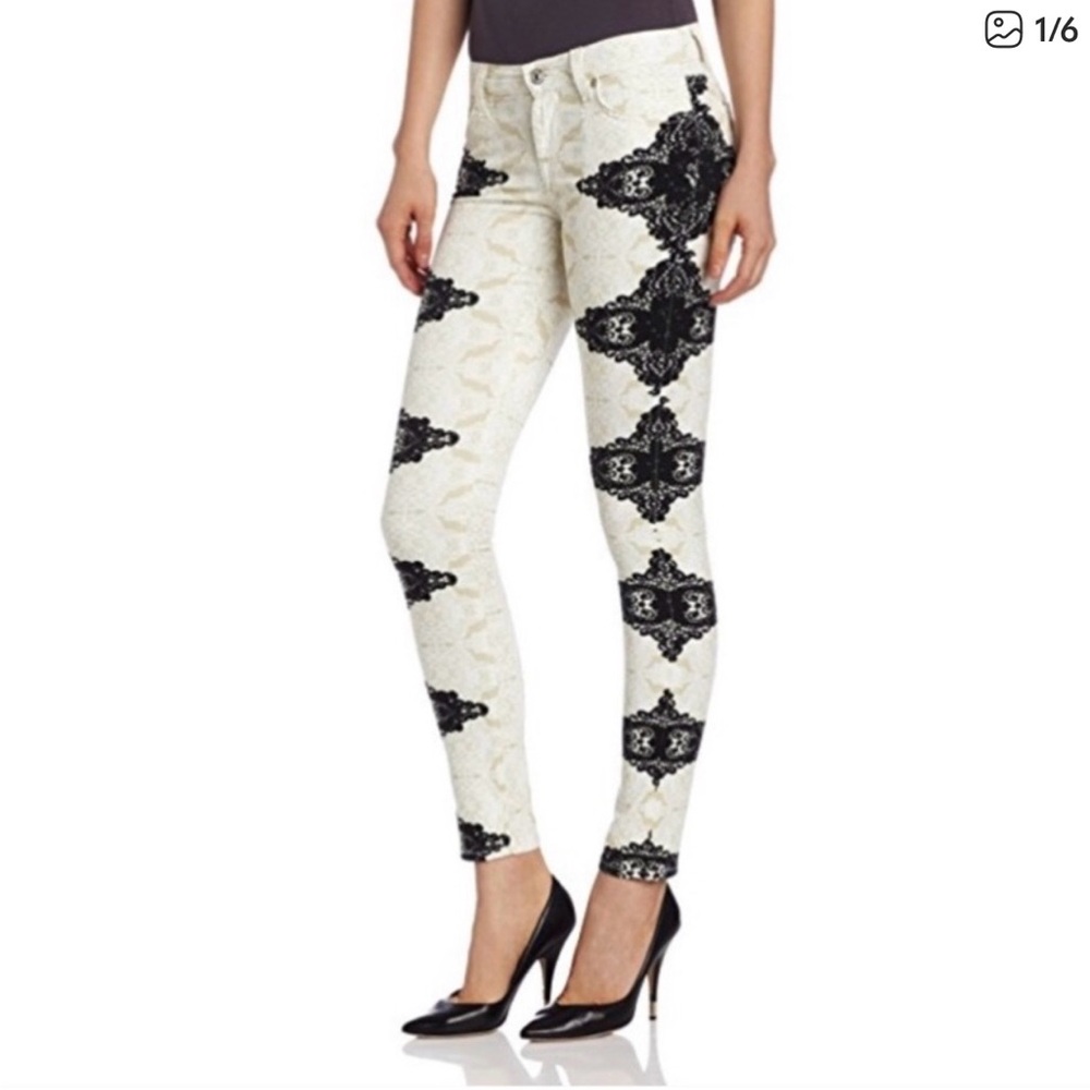 7 For All Mankind Black and White Patterned Jeans